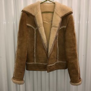 GOLD SUEDE & SHEARLING LINED & TRIMMED JKT